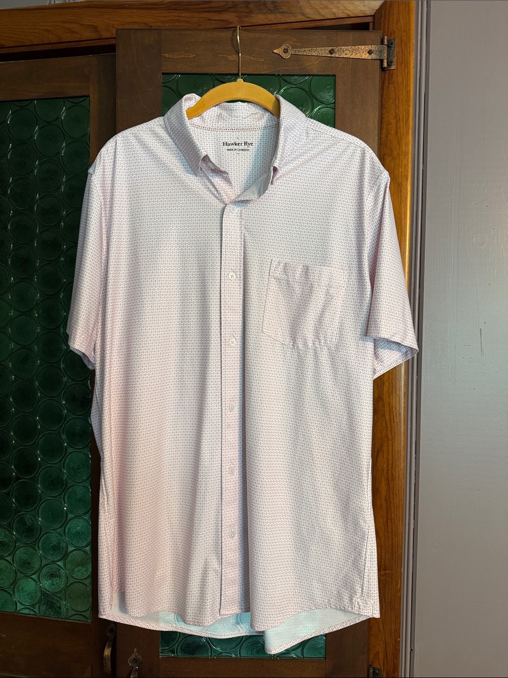 Hawker Rye Men’s Light Pink Short Sleeve Button-Down Shirt